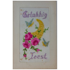 Zijdegeborduurde kaart Feest (9)