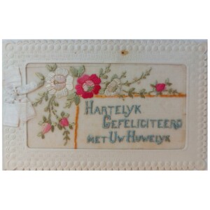 Zijdegeborduurde kaart Huwelijk (4)