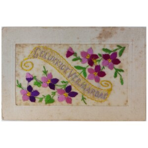 Zijdegeborduurde kaart Verjaardag (4)