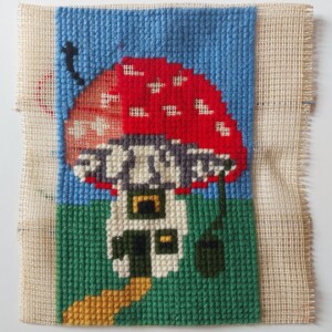 Borduurwerkje paddestoel