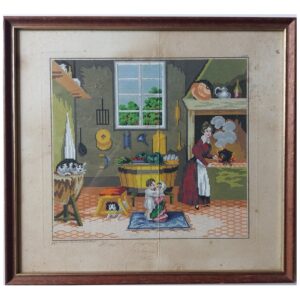 Ingelijst oud borduurpatroon keuken